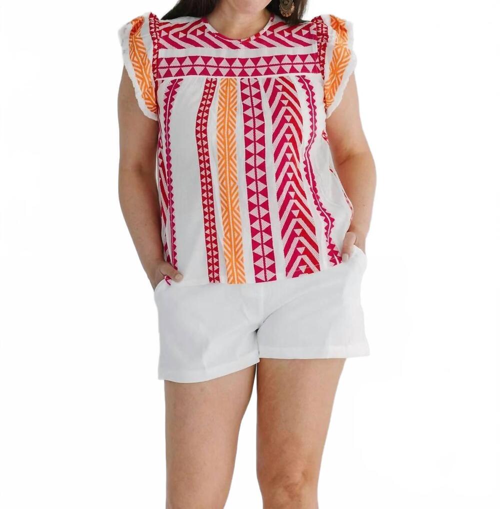 NEW THML finley flutter sleeve knit pattern top in pink